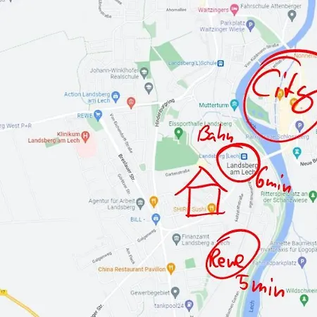 Accommodatie bij particulieren Grosses Bad Kueche Wohnzimmer Terasse Garten Zentral Ruhig Landsberg am Lech